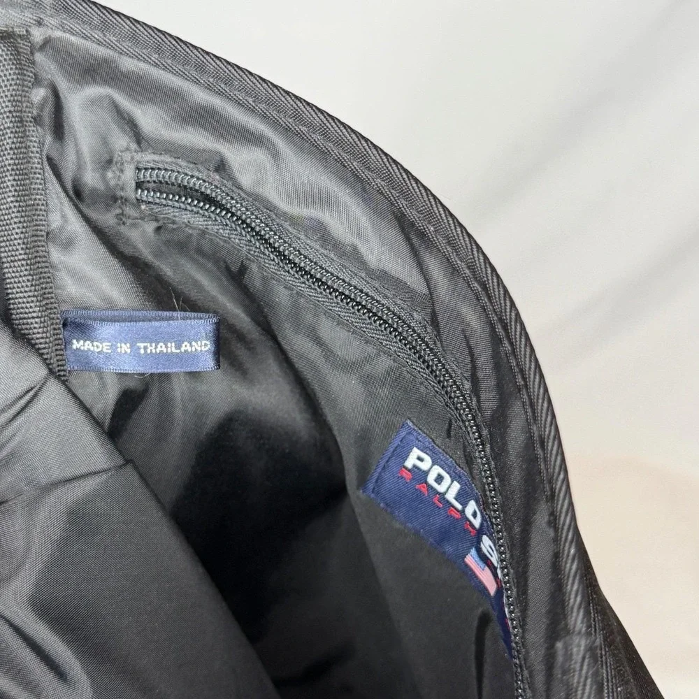 Vtg Polo Sport Ralph Lauren messenger‎ black bag nylon Y2K USA flag logo 11x11x2